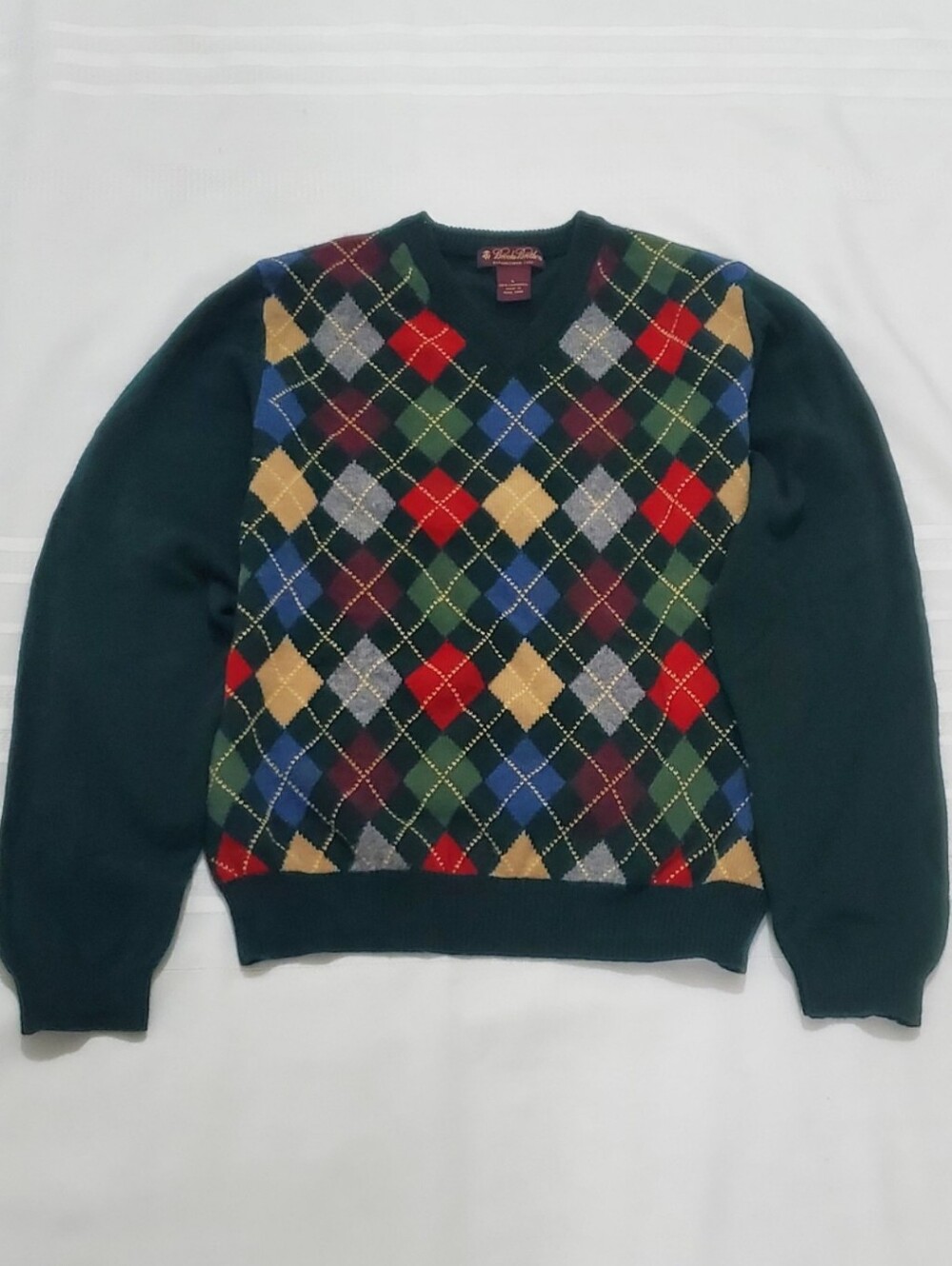 Brooks Brothers Boys Lambswool Dark Green Crewneck Sweater